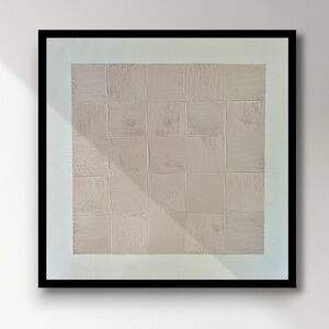 Textured Neutral Pink Conch Basketweave Boho Canvas Painting – 20x20 Art